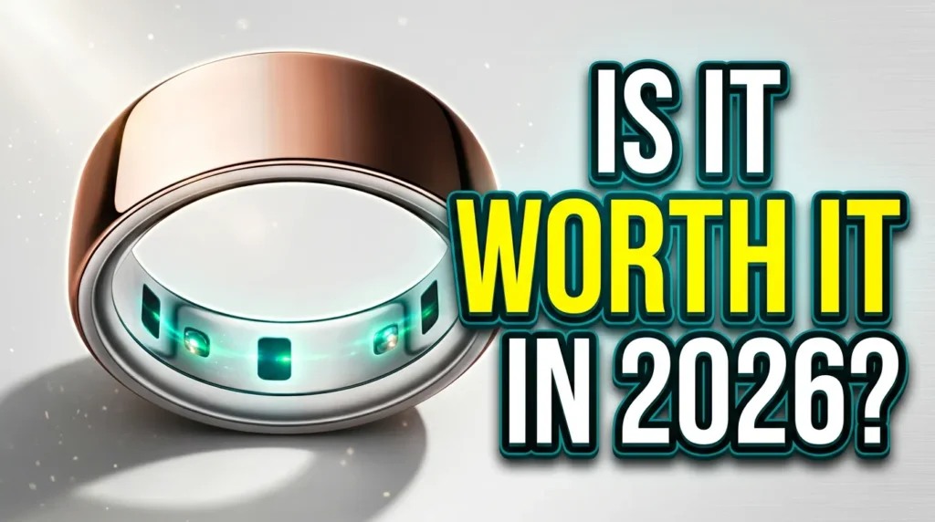 Rose gold smart ring with green interior sensors for a 2026 review