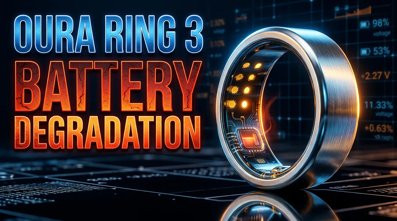 Visual graphic highlighting Oura Ring Gen3 battery lifespan issues.