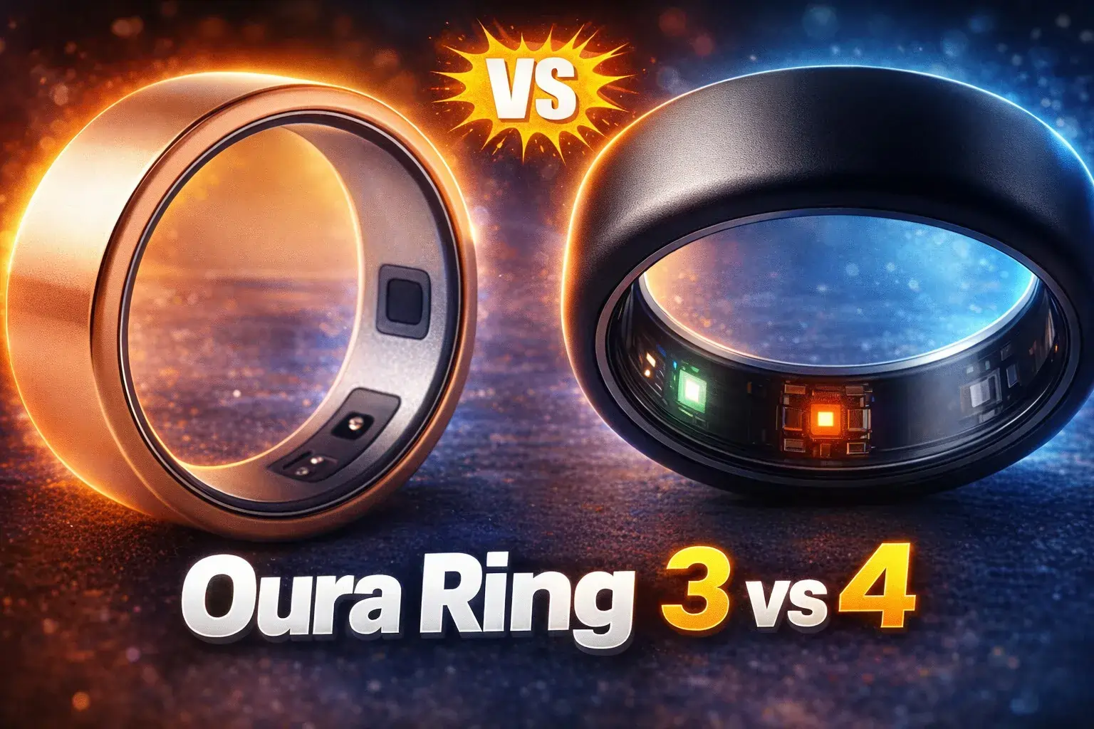 Side-by-side comparison of Oura Ring 3 and Oura Ring 4 smart rings.