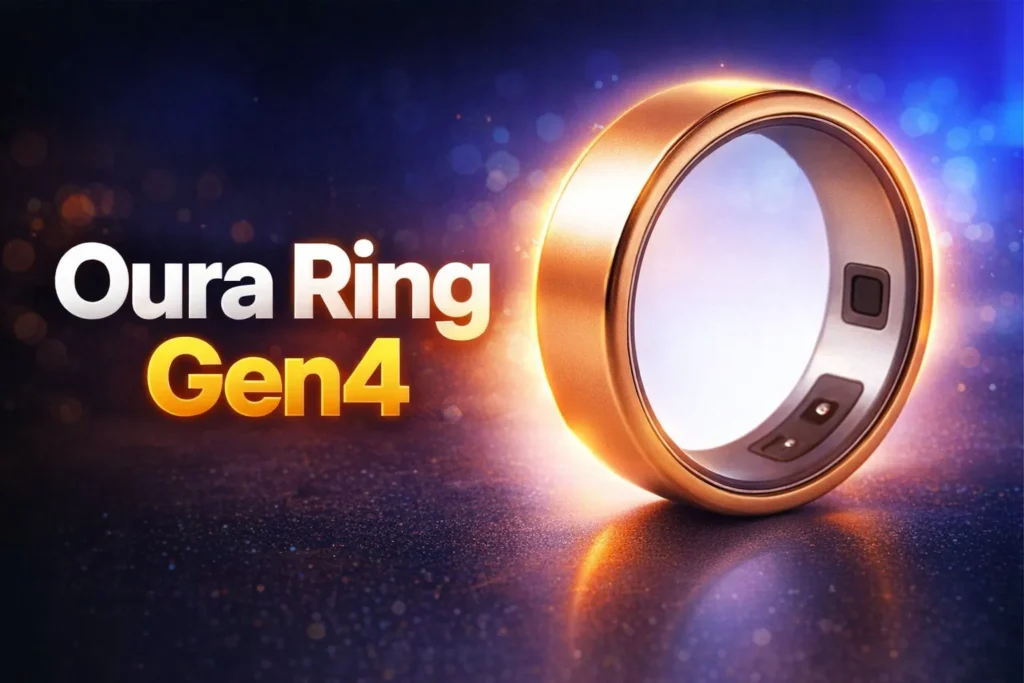 The new Oura Ring Gen4 smart ring in a premium gold finish.