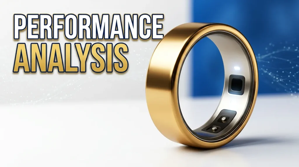 Gold smart ring interior sensors displayed for a performance analysis review