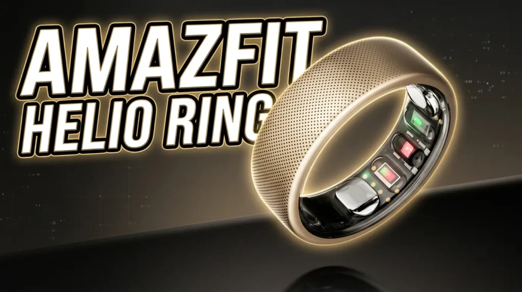 Amazfit Helio Ring smart wearable featuring a dotted texture surface.