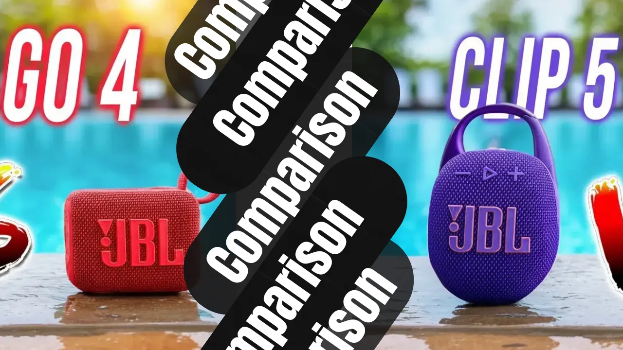 Comparison graphic of JBL Go 4 and Clip 5 portable Bluetooth speakers.