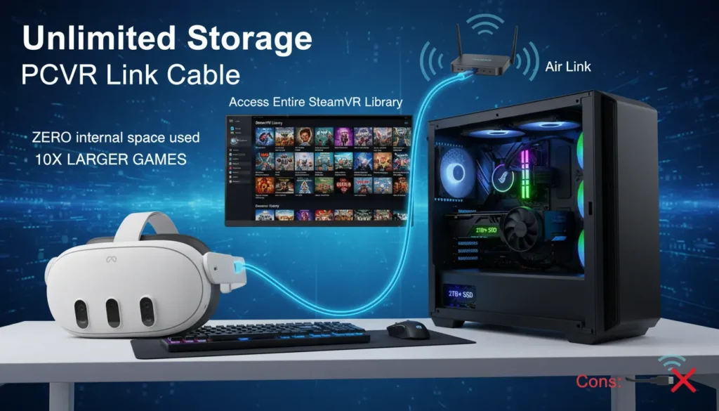 How to play SteamVR games on Meta Quest 3 using a PC connection.