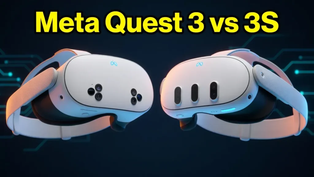 Meta Quest 3 vs 3S design differences and headset visual comparison.