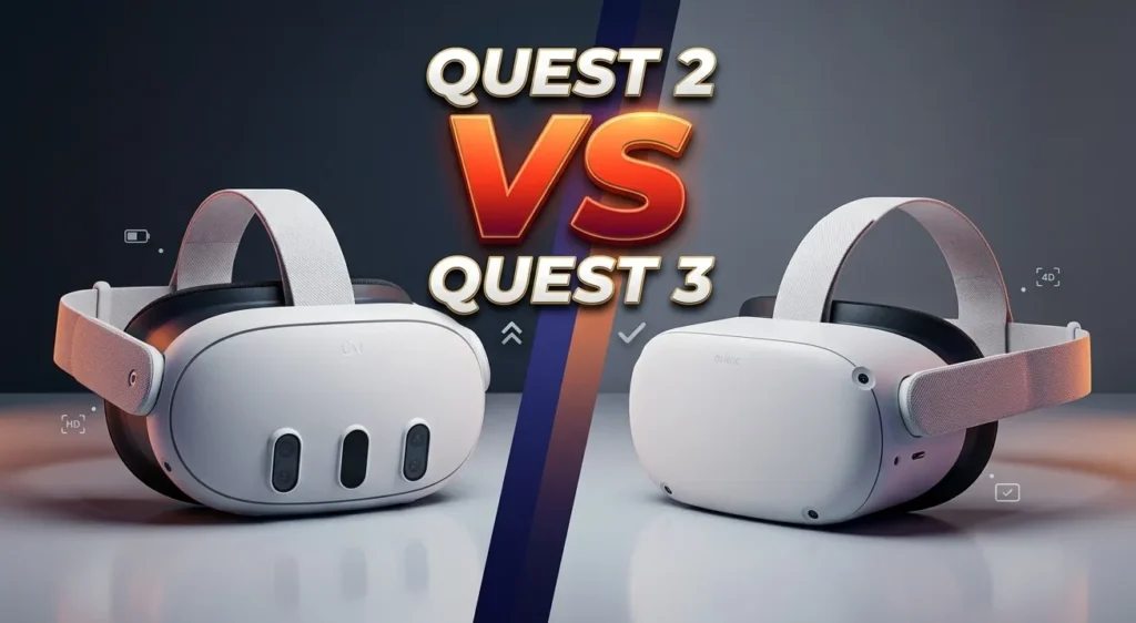 Meta Quest 3 vs Quest 2 design and sensor array differences.