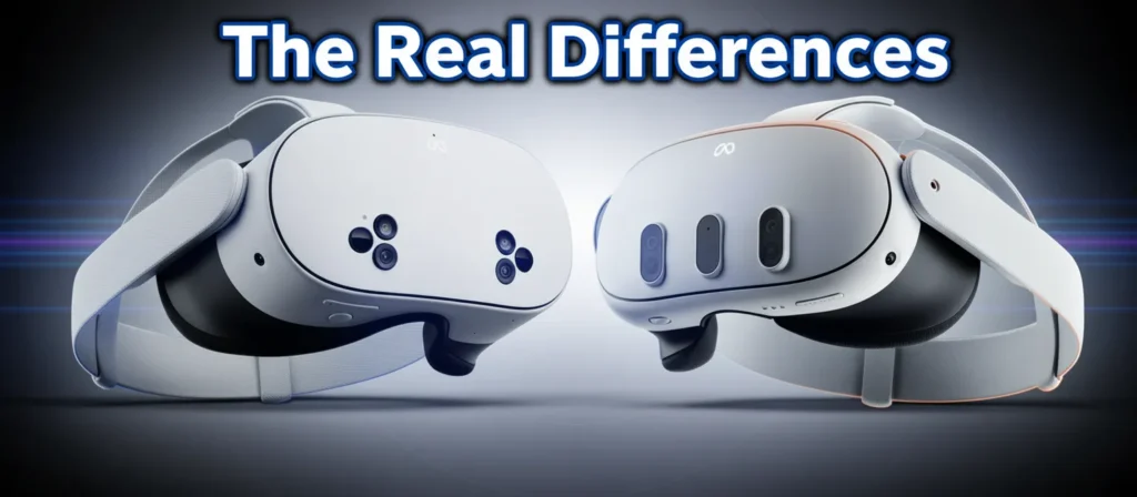Meta Quest 3 vs Meta Quest 3S hardware differences and headset visual comparison.