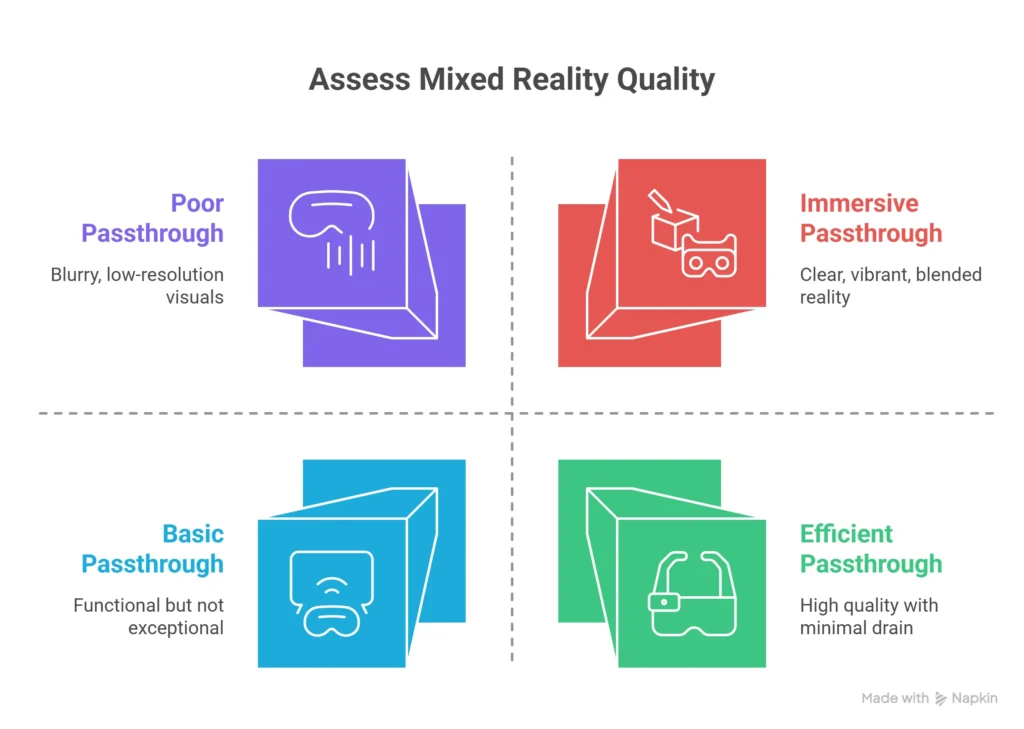 A 2x2 matrix comparing poor, basic, immersive, and efficient mixed reality passthrough.