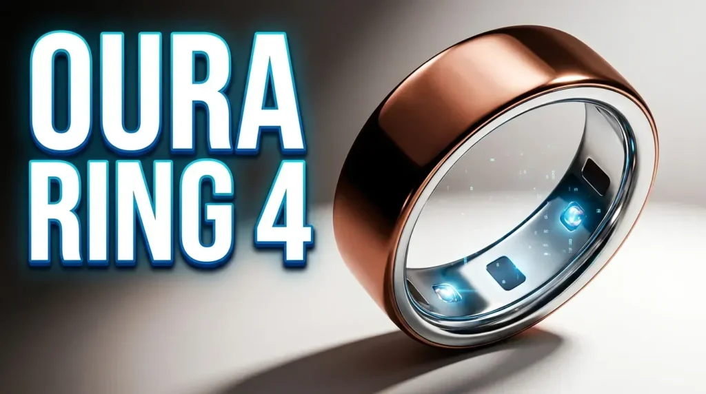 Bronze Oura Ring 4 smart ring showing glowing internal health tracking sensors