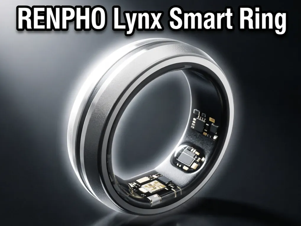 RENPHO Lynx Smart Ring showing internal hardware chips and sensors.