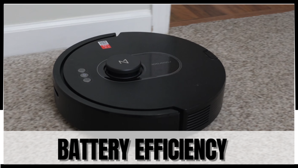 Roborock Q5 Max Plus illustrating battery efficiency during a deep carpet cleaning cycle.