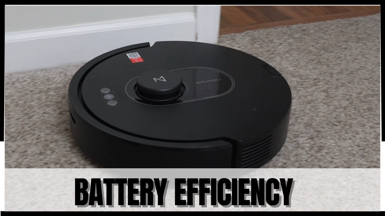 Roborock Q5 Max Plus illustrating battery efficiency during a deep carpet cleaning cycle.