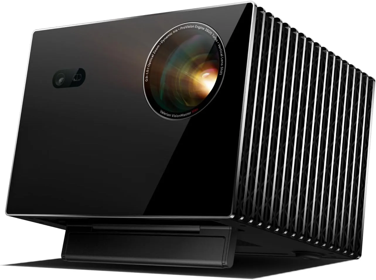Valerion VisionMaster Max 4K RGB triple laser projector with professional lens system.