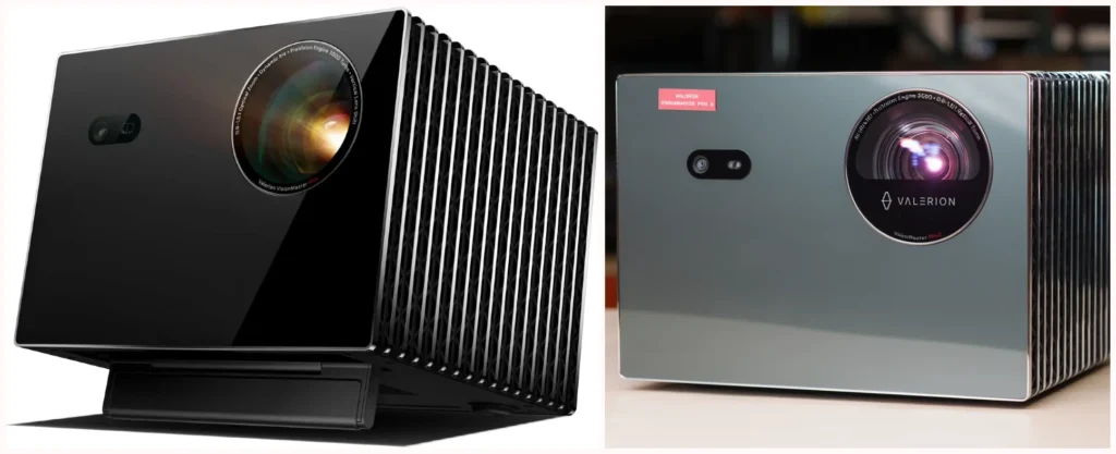 Side-by-side view of Valerion VisionMaster Max in black and Pro 2 in metallic grey.