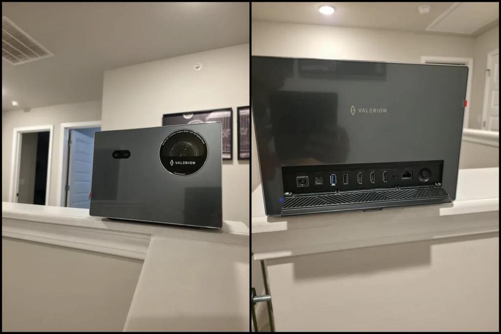 Front and back view of Valerion VisionMaster Pro 2 showing I/O ports.